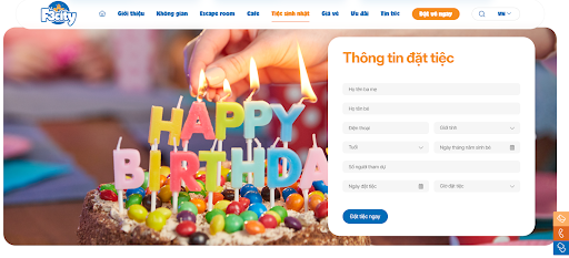 Hướng dẫn đăng kí nơi tổ chức sinh nhật