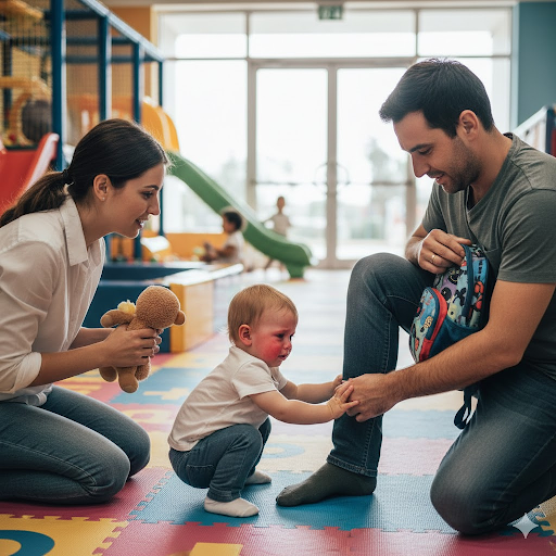 dỗ bé không khóc khi ra về